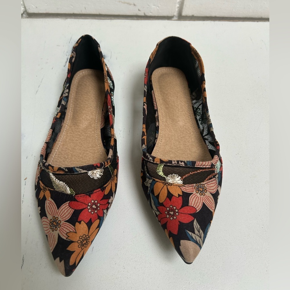 SHEIN Floral Pointed Toe Ballet Flats Cottagecore Balletcore EU 43 Size 10/11 - Picture 8 of 13